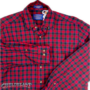 Sir Pendleton 100% Wool Plaid Long Sleeve Button Up Flannel S Fall Winter